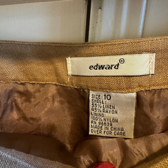 Edward Brown with Tan Embroidery Lined Midi Skirt Sz 10 - Picture 2 of 9